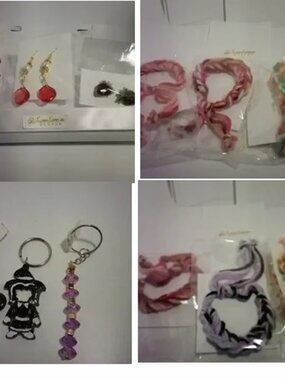 Earrings, bracelets, and key rings 12 pcs